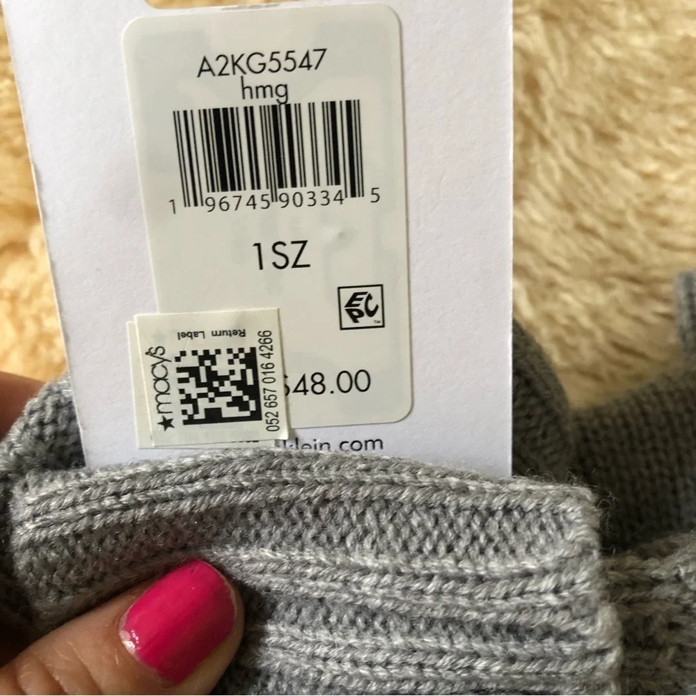 Calvin Klein Grey knitted convertible finger & thumbless gloves w/mitten flap